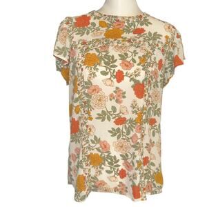 DR2 Women's Short Sleeve Top White Floral Small